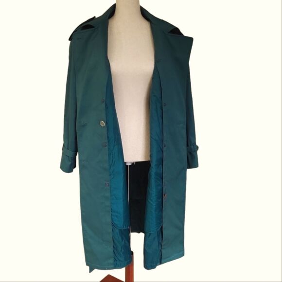EUC Vintage John Weitz green premium quality Dupont Thermallite warm trenchcoat - Picture 5 of 12